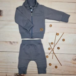 Dres niemowlęcy 2 cz bawełniany z odpinanym kapturem 56-86 onyx