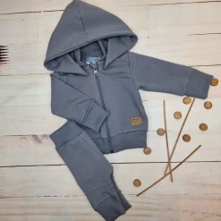 Dres niemowlęcy 2 cz bawełniany z odpinanym kapturem 56-86 onyx
