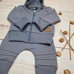 Dres niemowlęcy 2 cz bawełniany z odpinanym kapturem 56-86 onyx