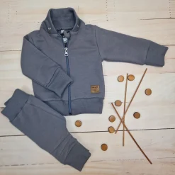 Dres niemowlęcy 2 cz bawełniany z odpinanym kapturem 56-86 onyx