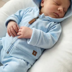 Dres niemowlęcy welurowy z uszkami 56-104 baby blue