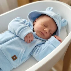Dres niemowlęcy welurowy z uszkami 56-104 baby blue