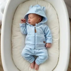 Dres niemowlęcy welurowy z uszkami 56-104 baby blue
