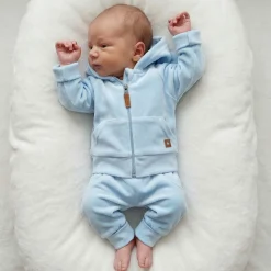 Dres niemowlęcy welurowy z uszkami 56-104 baby blue