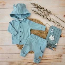 Dres z guzikami 2 cz bawełniany 56-86 morski niebieski