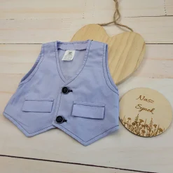 Elegancka kamizelka niemowlęca tkanina 56-86 niebieska