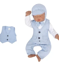 Elegancka kamizelka niemowlęca tkanina 56-86 niebieska