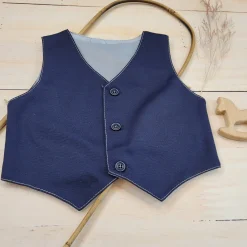 Elegancka kamizelka niemowlęca tkanina 62-86 granatowa ostatnie sztuki