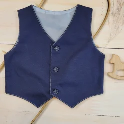 Elegancka kamizelka niemowlęca tkanina 62-86 granatowa ostatnie sztuki