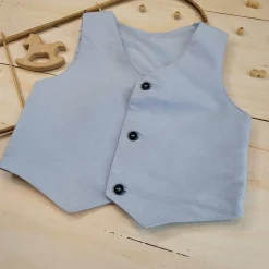 Elegancka kamizelka niemowlęca tkanina 74, 80, 86 niebieska ostatnie sztuki
