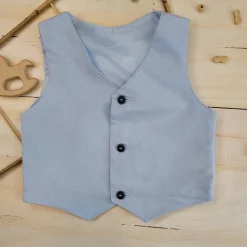 Elegancka kamizelka niemowlęca tkanina 74, 80, 86 niebieska ostatnie sztuki