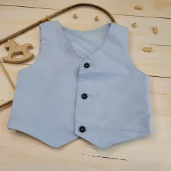 Elegancka kamizelka niemowlęca tkanina 74, 80, 86 niebieska ostatnie sztuki