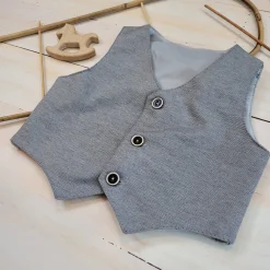 Elegancka kamizelka niemowlęca tkanina 56-86 szara ostatnie sztuki