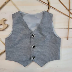 Elegancka kamizelka niemowlęca tkanina 56-86 szara ostatnie sztuki