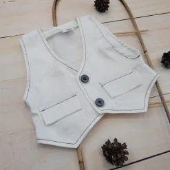 Elegancka kamizelka niemowlęca tkanina biała ostatnie sztuki 56, 86