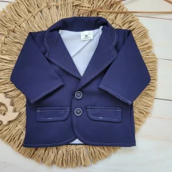 Elegancka marynarka niemowlęca tkanina 56-86 granatowa