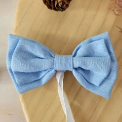 Elegancka muszka niemowlęca tkanina wiązana niebieska