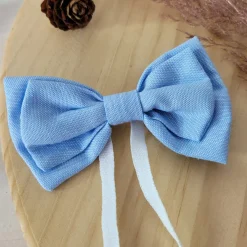 Elegancka muszka niemowlęca tkanina wiązana niebieska
