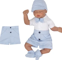 Eleganckie spodenki niemowlęce z tkaniny lato niebieskie ostatnie sztuki 56, 62, 80