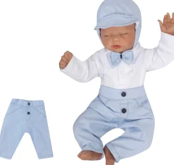 Eleganckie Spodnie niemowlęce z tkaniny niebieskie ostatnie sztuki 50