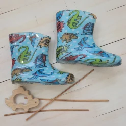 Kalosze dziecięce błękitne w dinozaury