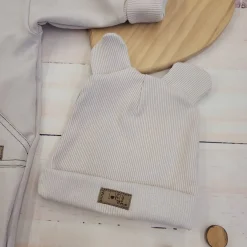Kazum Bawełniany kombinezon z odpinanym kapturem+buciki+czapeczka,rosnący z dzieckiem 56-86, alabaster beige