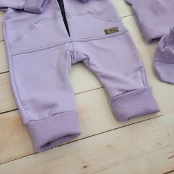 Kazum Bawełniany kombinezon z odpinanym kapturem+buciki+czapeczka,rosnący z dzieckiem 56-86, soft lilac