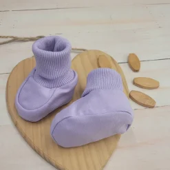 KAZUM Buciki niemowlęce, materiałowe buciko-skarpetki soft lilac