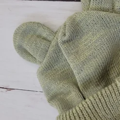 KAZUM Czapka niemowlęca włóczkowa wiązana z uszkami 56-86 olive green