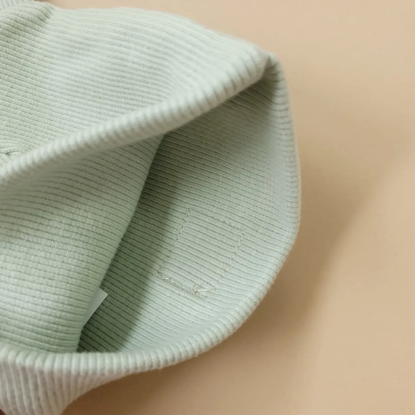 KAZUM Czapka podwójna prążkowana niemowlęca z uszami mint green rozmiar 56-86