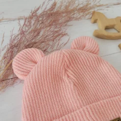 KAZUM Czapka włóczkowa bawełniana podwójna, wywijana z uszkami garden rose