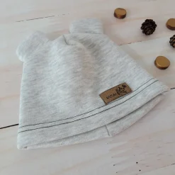 KAZUM Czapka z uszkami z dresówki ocieplanej 56-86 silver gray