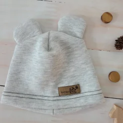 KAZUM Czapka z uszkami z dresówki ocieplanej 56-86 silver gray