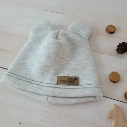 KAZUM Czapka z uszkami z dresówki ocieplanej 56-86 silver gray