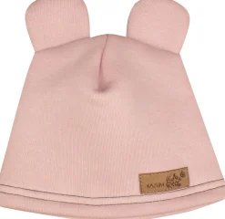KAZUM Czapka z uszkami z dresówki ocieplanej 56-86 powder pink