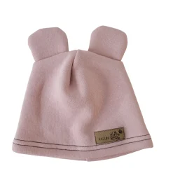 KAZUM Czapka z uszkami z dresówki ocieplanej 56-86 powder pink