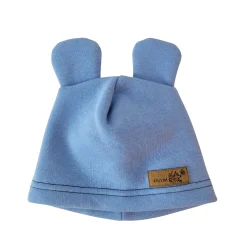 KAZUM Czapka z uszkami z dresówki ocieplanej 56-86 baby blue