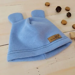 KAZUM Czapka z uszkami z dresówki ocieplanej 56-86 baby blue