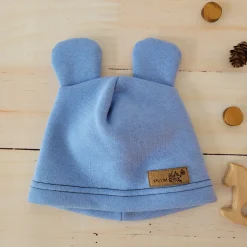 KAZUM Czapka z uszkami z dresówki ocieplanej 56-86 baby blue