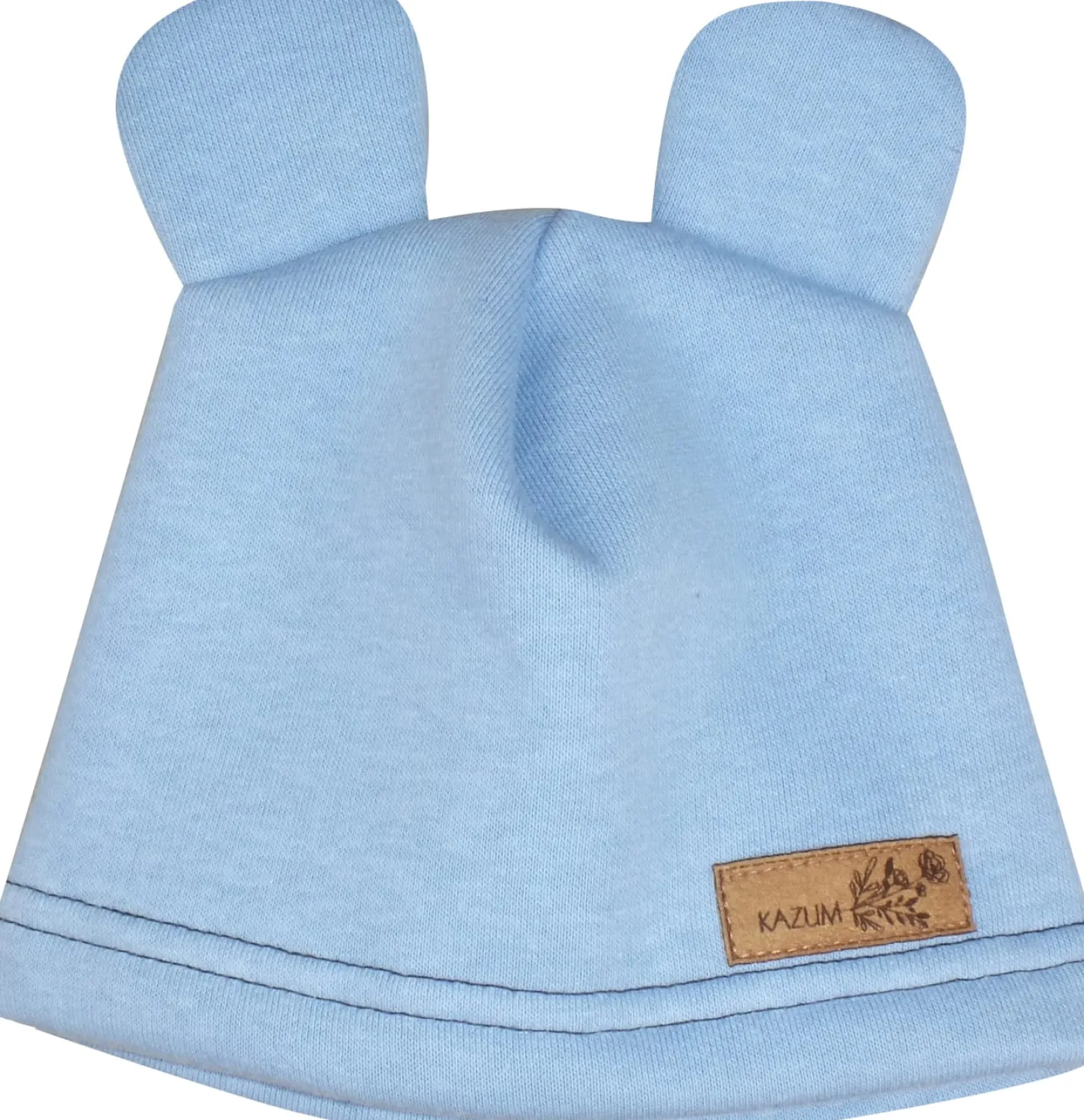 KAZUM Czapka z uszkami z dresówki ocieplanej 56-86 baby blue