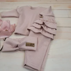 KAZUM 3 cz komplet bluza oversize + legginsy ze spódniczką+ opaska 56 pink glow