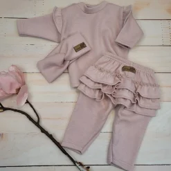 KAZUM 3 cz komplet bluza oversize + legginsy ze spódniczką+ opaska 56 pink glow