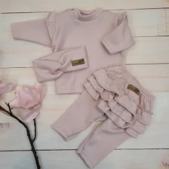 KAZUM 3 cz komplet bluza oversize + legginsy ze spódniczką+ opaska 56 pink glow