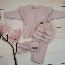 KAZUM 3 cz komplet bluza oversize + legginsy ze spódniczką+ opaska 56 pink glow