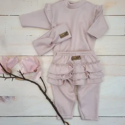 KAZUM 3 cz komplet bluza oversize + legginsy ze spódniczką+ opaska 56 pink glow