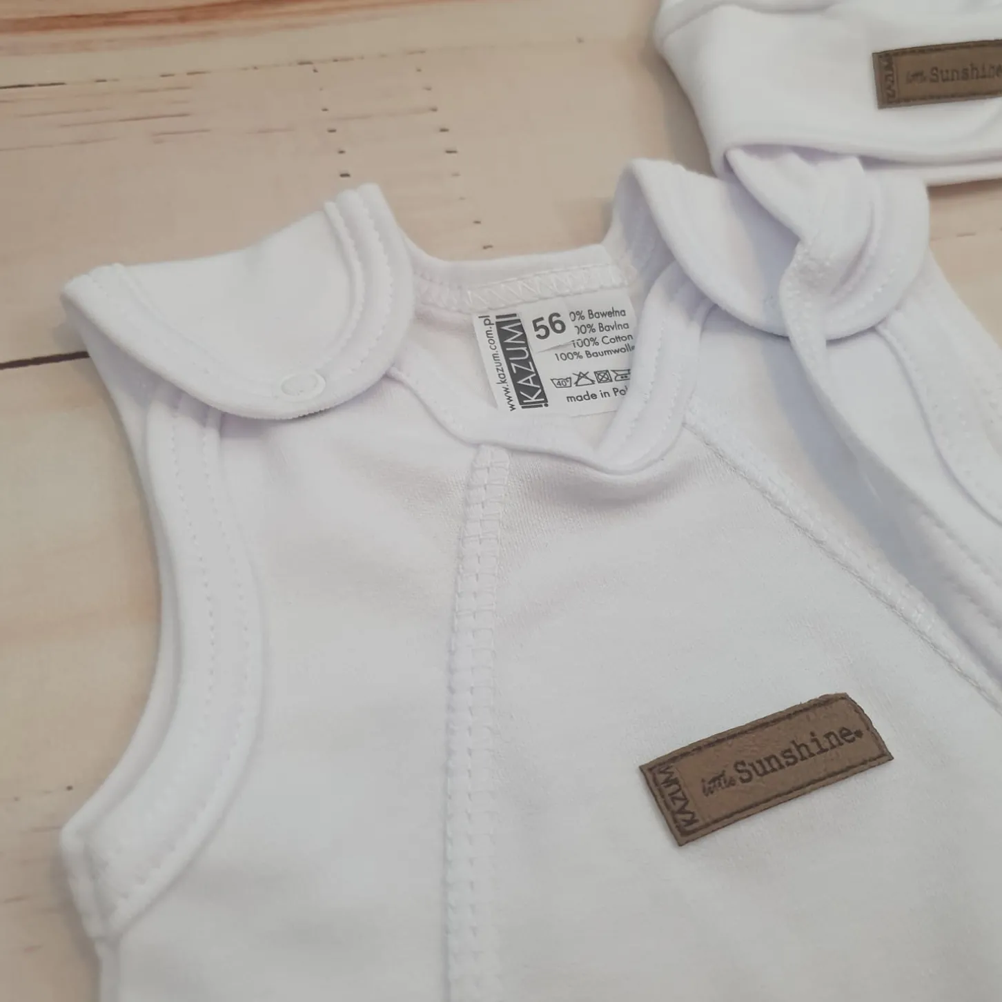 KAZUM 4 cz komplet: body +śpioch+kaftanik+czapka white ostatnie sztuki 50, 56, 62