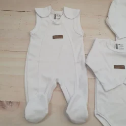 KAZUM 4 cz komplet: body +śpioch+kaftanik+czapka white ostatnie sztuki 50, 56, 62