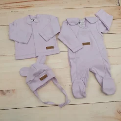 KAZUM 4 cz komplet: body +śpioch+kaftanik+czapka sweet lila ostatnie sztuki 50-62