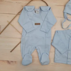 KAZUM 4 cz komplet: body +śpioch+kaftanik+czapka baby blue ostatnie sztuki 50, 62