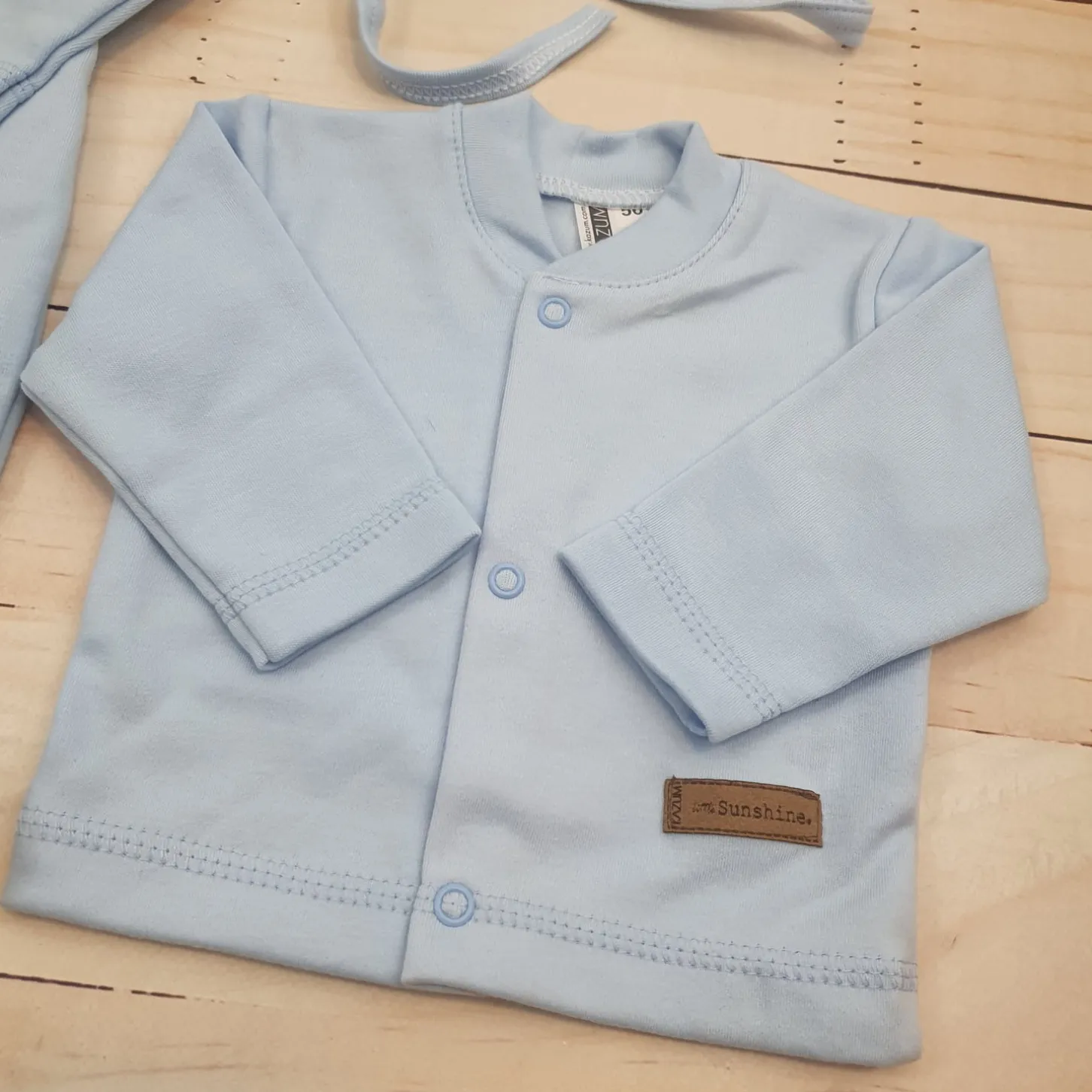 KAZUM 4 cz komplet: body +śpioch+kaftanik+czapka baby blue ostatnie sztuki 50, 62